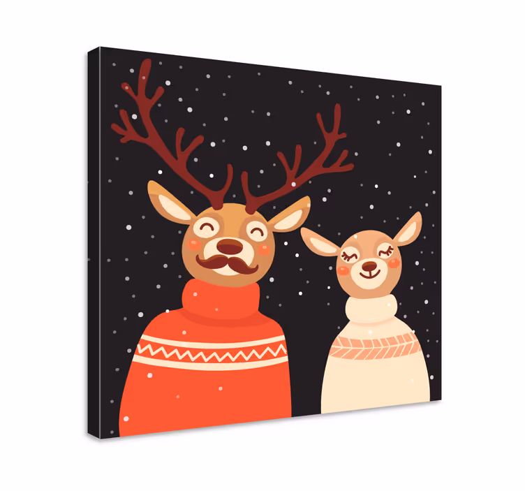 Dipinto cervo coppia di renne festive - TenStickers