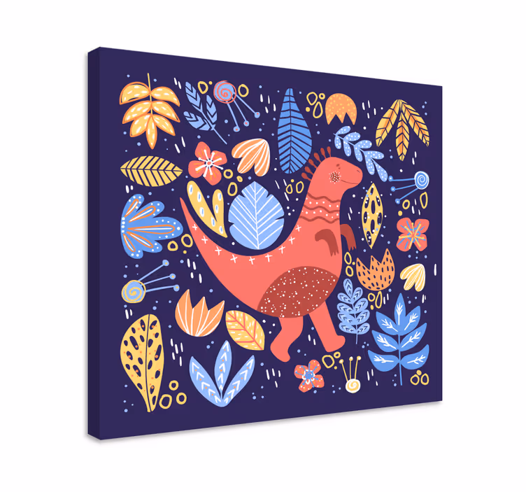 Dipinto con dinosauri illustrazione di dinosauri giocosi - TenStickers