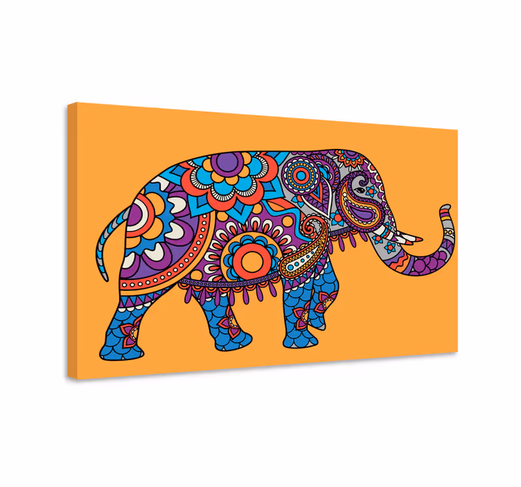 Quadro con elefanti effetto mandala - TenStickers