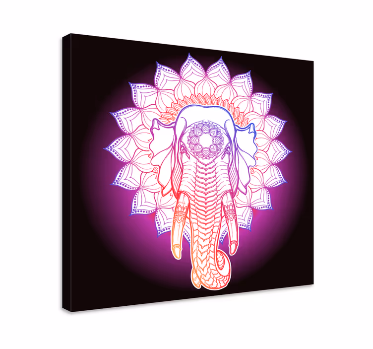 Dipinto con elefanti mandala elefante maestoso - TenStickers