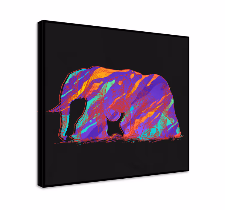 Dipinto con elefanti arte in silhouette di elefanti - TenStickers