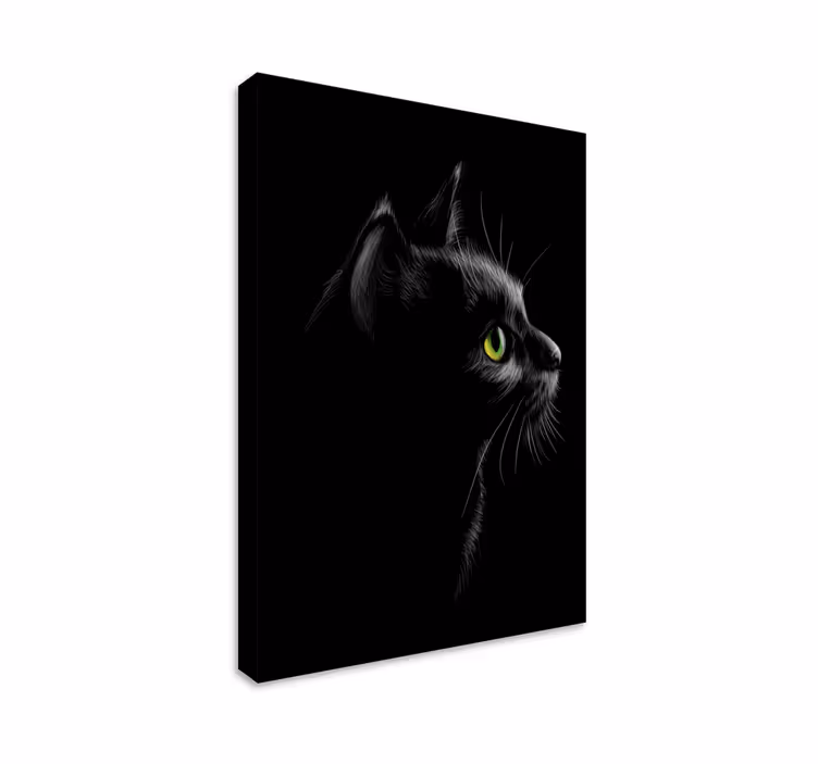 Quadro con gatto nero di profilo - TenStickers