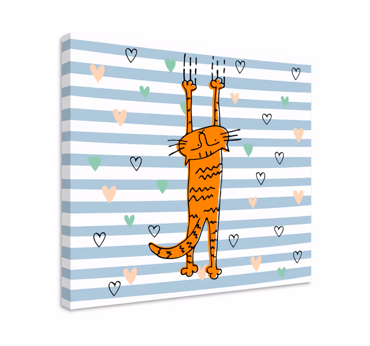 Dipinto gatto gatto arancione giocoso - TenStickers