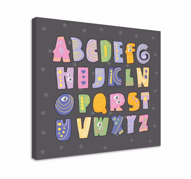 Dipinto con alfabeto e lettere giocose lettere dell'alfabeto - TenStickers