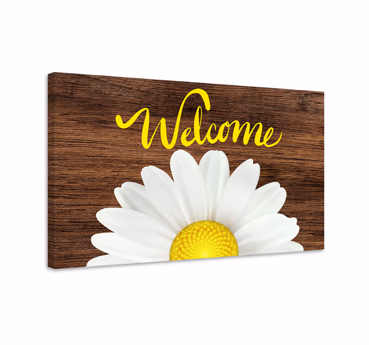 Dipinto con fiori e piante saluto con margherite bright - TenStickers