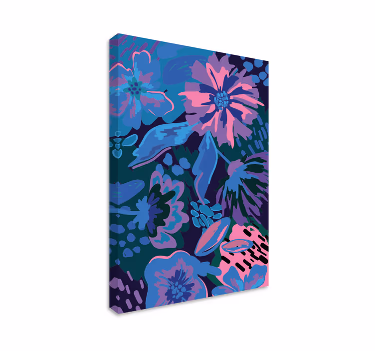 Dipinto con fiori e piante design astratto floreale - TenStickers