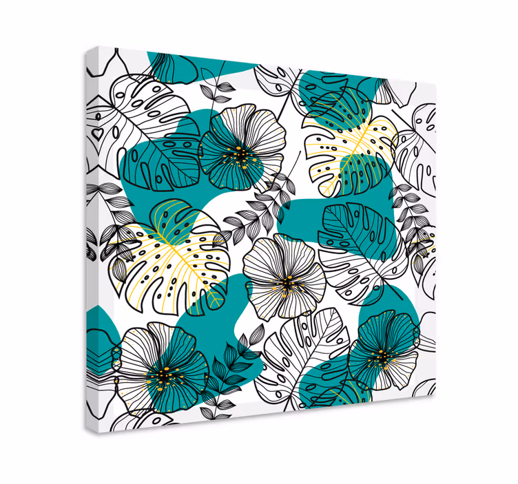 Dipinto con fiori e piante motivo fogliare floreale - TenStickers