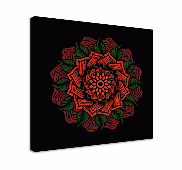 Dipinto con fiori e piante design mandala floreale - TenStickers