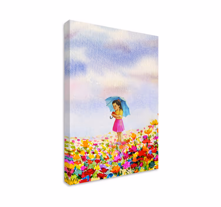 Cornice quadro per bambini ragazza con ombrello - TenStickers