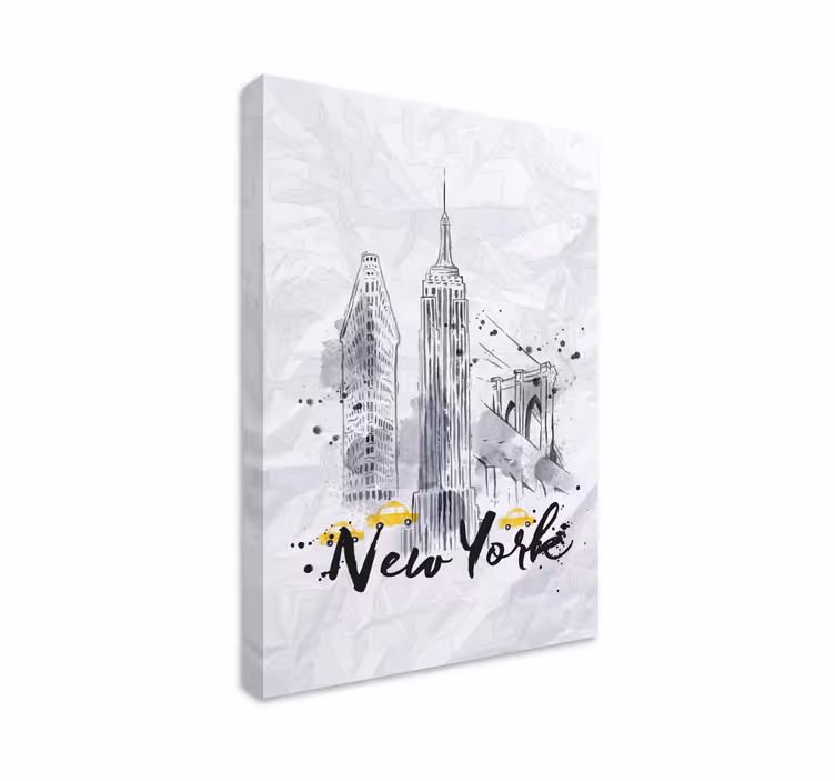 Dipinto città e paesi illustrazione skyline di new york - TenStickers