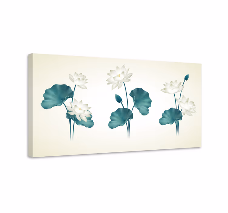Dipinto con fiori e piante composizione di fiori di loto - TenStickers