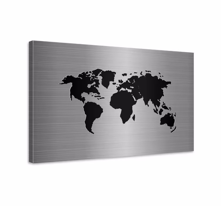 Dipinto mappamondo mappa del mondo nera - TenStickers