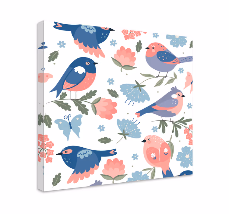 Dipinto con fiori e piante uccelli colorati floreali - TenStickers