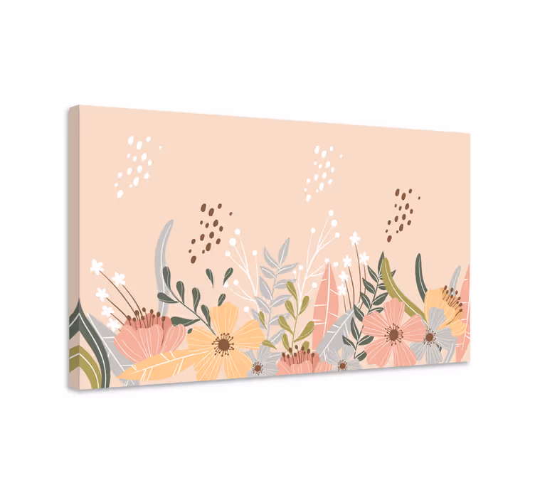 Dipinto con fiori e piante disegno floreale pastello - TenStickers
