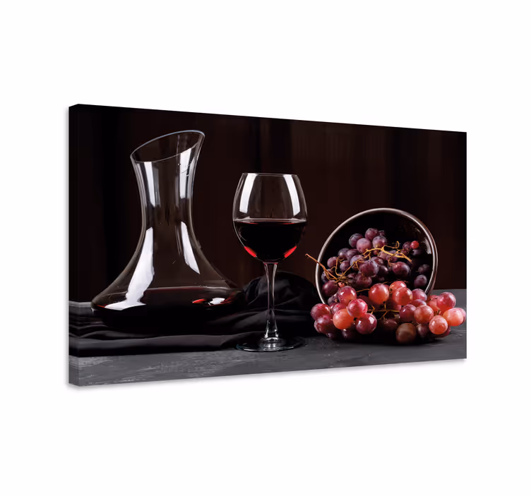 Quadro con bicchiere di vino e uva - TenStickers