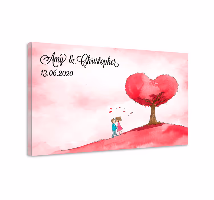 Dipinto rustico albero del cuore amore - TenStickers