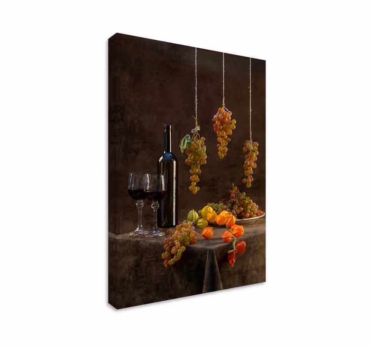 Dipinto con frutta e natura morta uva appesa - TenStickers