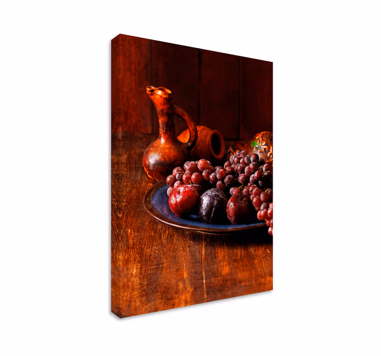 Dipinto con frutta e natura morta uva succulenta prugne - TenStickers