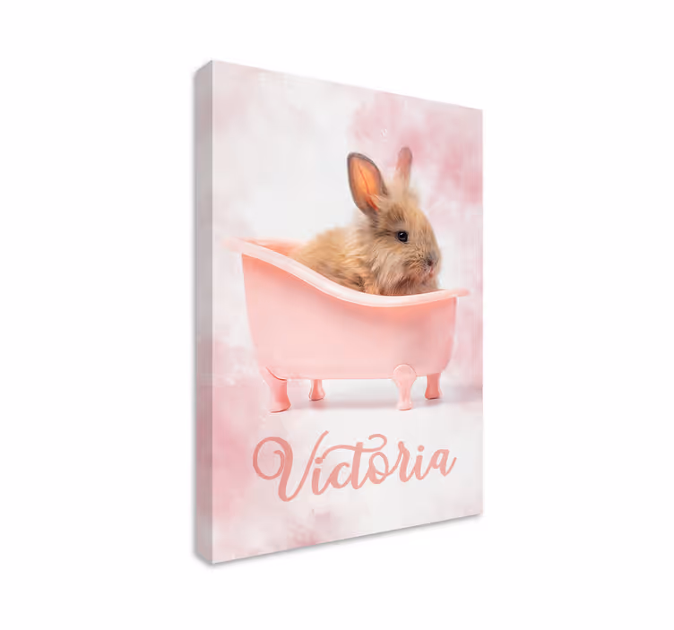 Dipinto gatto ritratto di coniglio carino - TenStickers