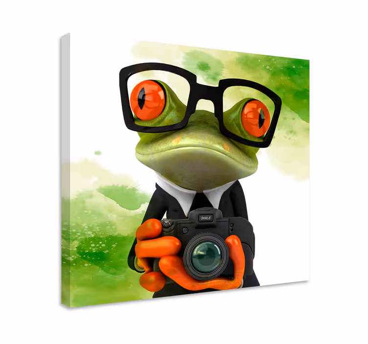 Cornice quadro con animali e insetti rana con macchina - TenStickers