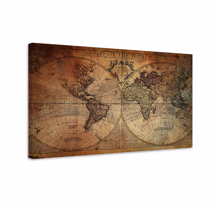 Dipinto mappamondo carta geografica vintage - TenStickers