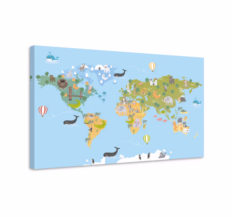 Dipinto mappamondo mappa di animali fantasiosi - TenStickers