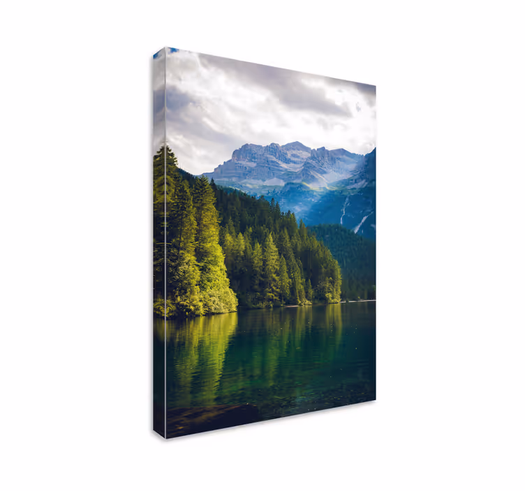 Dipinto di paesaggio riflessione di montagna tranquilla - TenStickers