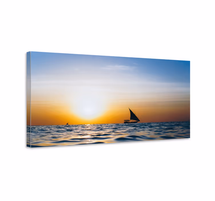 Dipinto di paesaggio vela al tramonto - TenStickers
