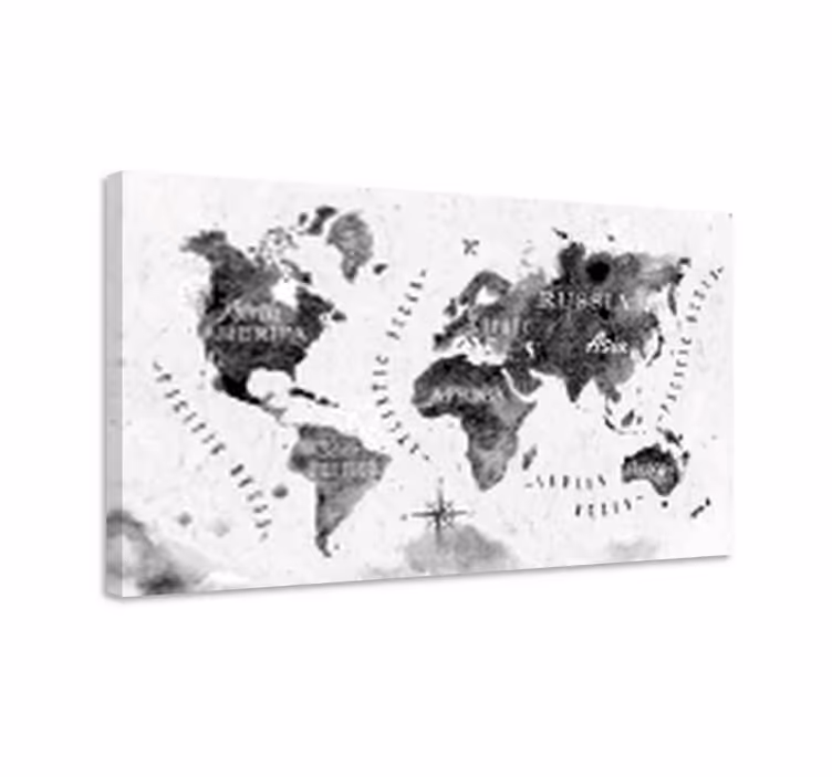 Dipinto mappamondo mappa del mondo monocromatica - TenStickers