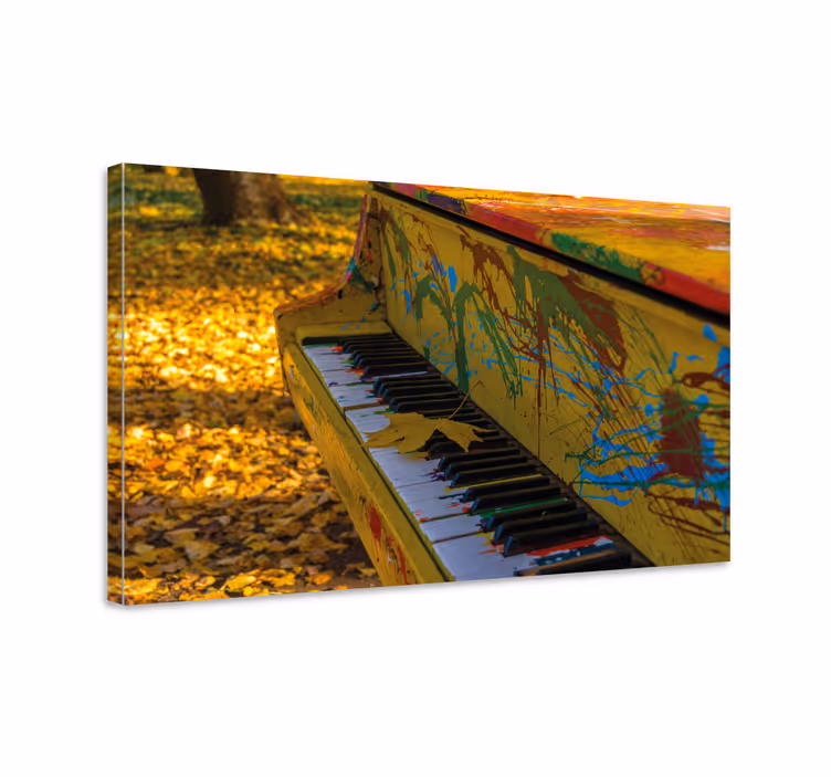 Dipinto musicale melodia autunnale per pianoforte - TenStickers