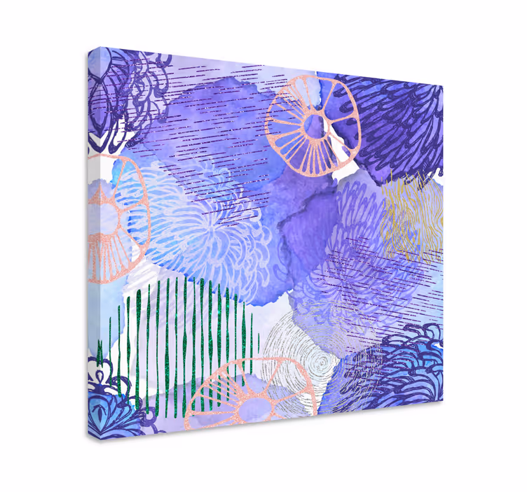 Dipinto con fiori e piante motivi floreali viola - TenStickers