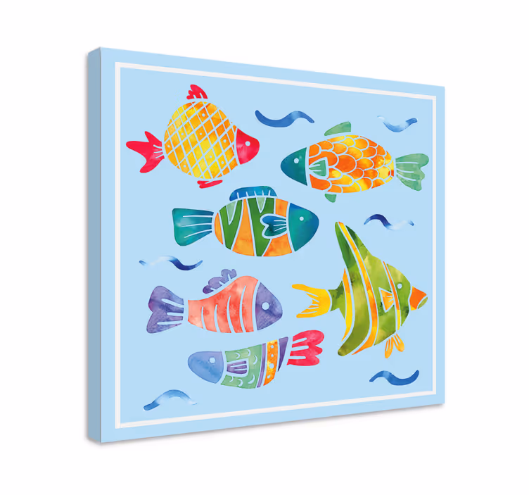 Dipinto di pesci vita acquatica colorata - TenStickers