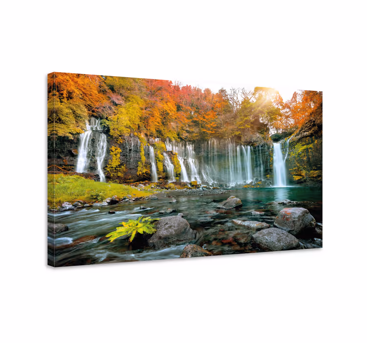 Dipinto di paesaggio scena di cascata autunnale - TenStickers