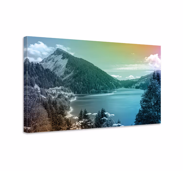 Dipinto di paesaggio vista del lago montano - TenStickers