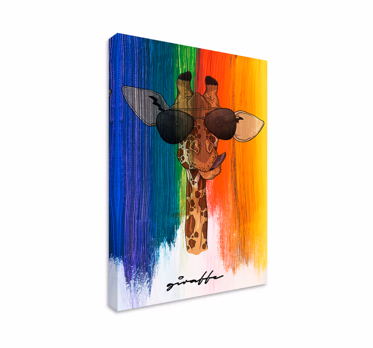 Dipinto con cavallo giraffa con occhiali da sole - TenStickers