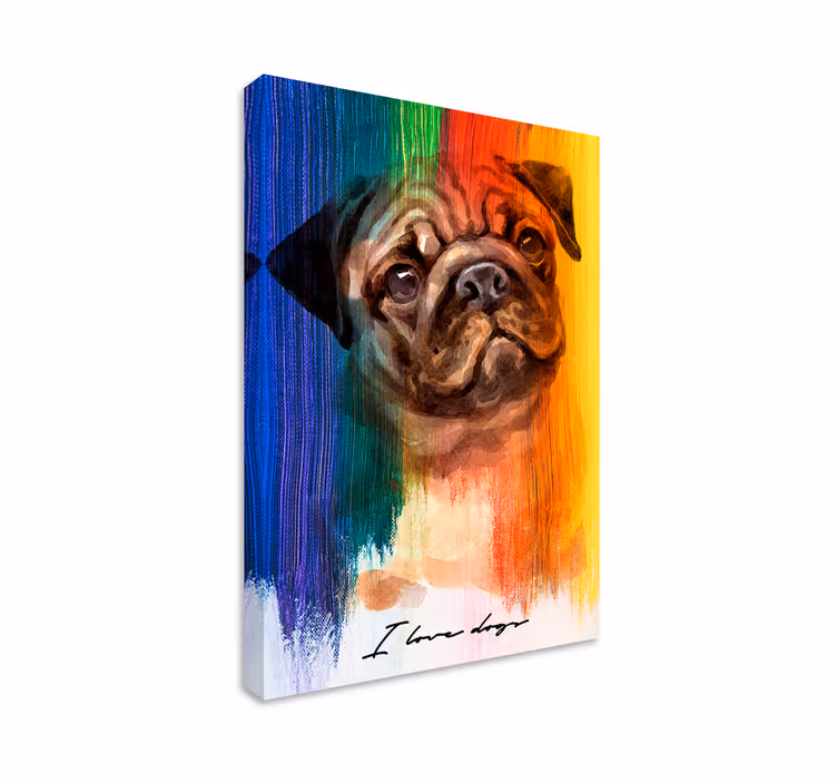 Dipinto cane ritratto di un adorabile bulldog - TenStickers