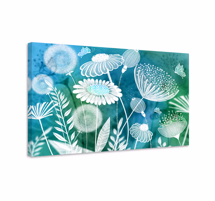 Dipinto con fiori e piante design floreale in fiore - TenStickers