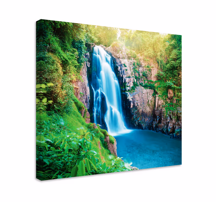 Dipinto di paesaggio scena di cascata lussureggiante - TenStickers