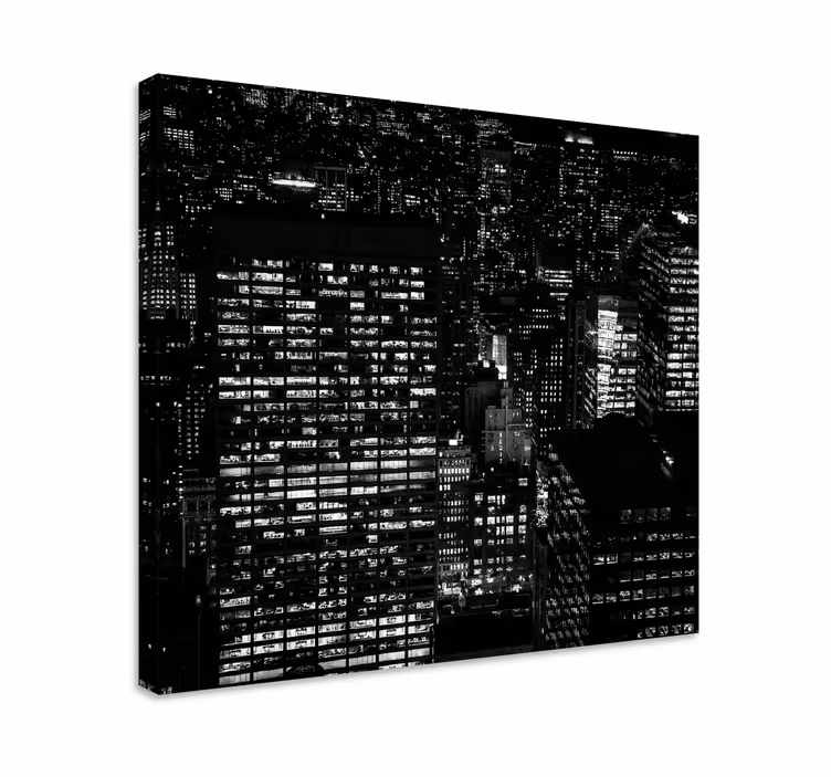 Dipinto città e paesi skyline notturno - TenStickers