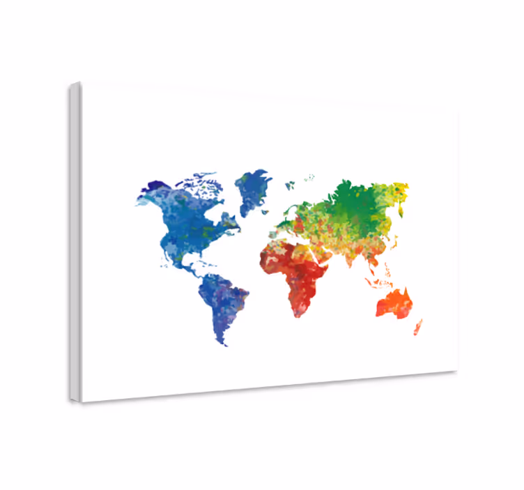 Dipinto mappamondo mappa del mondo colorata - TenStickers