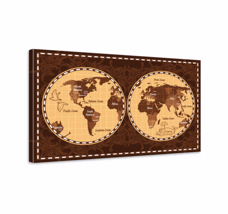 Dipinto mappamondo atlante globale retro - TenStickers