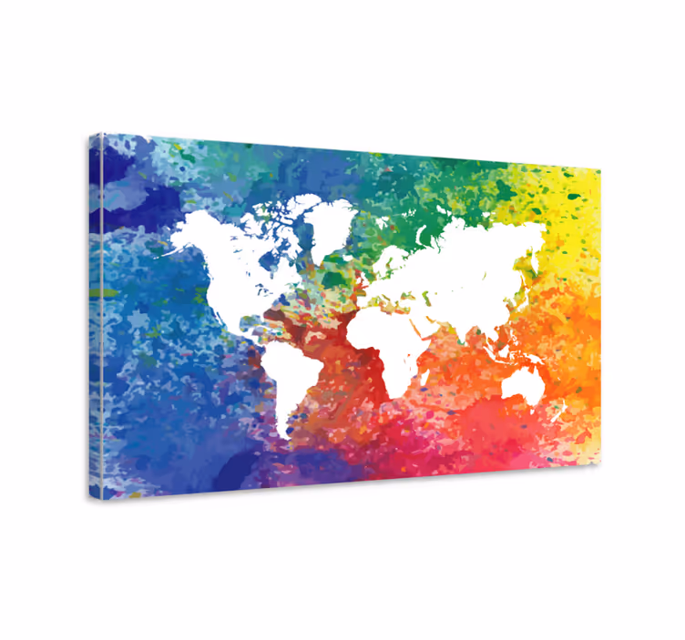 Dipinto mappamondo mappa astratta colorata - TenStickers