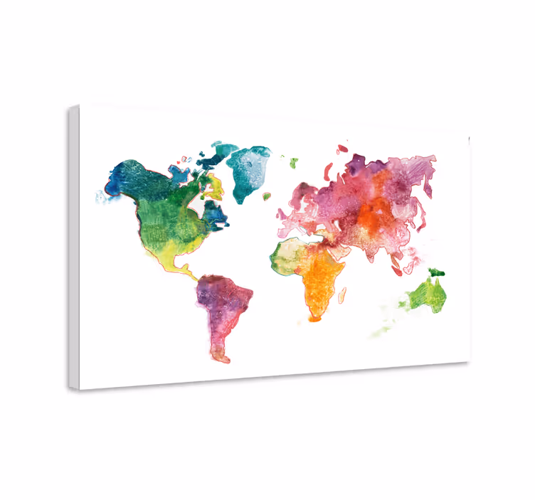 Dipinto mappamondo mappa acquerello vibrante - TenStickers