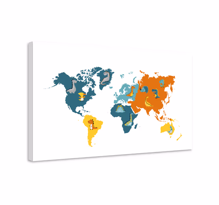 Dipinto mappamondo mappa interattiva degli animali - TenStickers