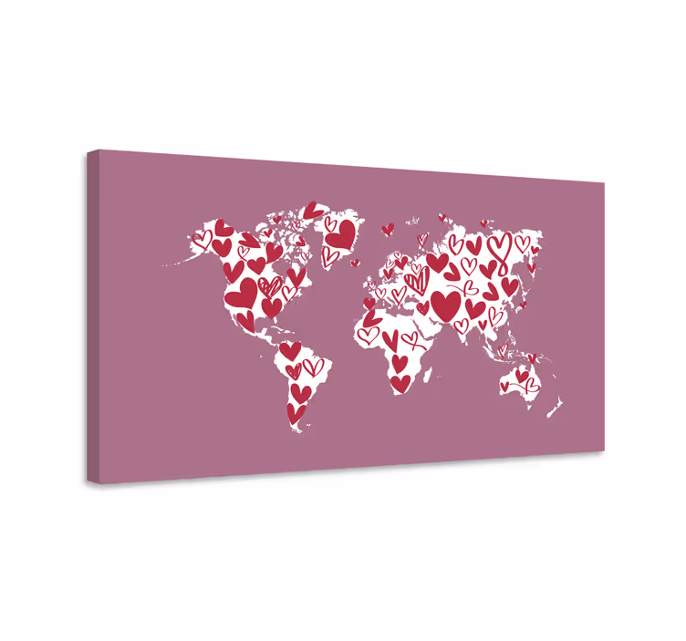 Dipinto mappamondo cuori della mappa del mondo - TenStickers