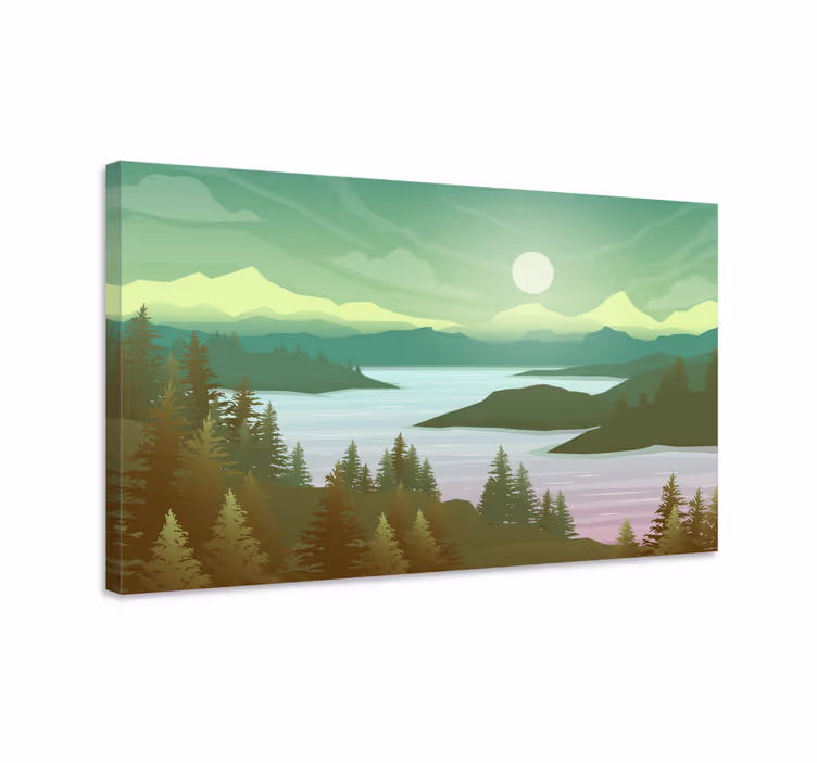 Quadro con alberi Fiume e natura - TenStickers