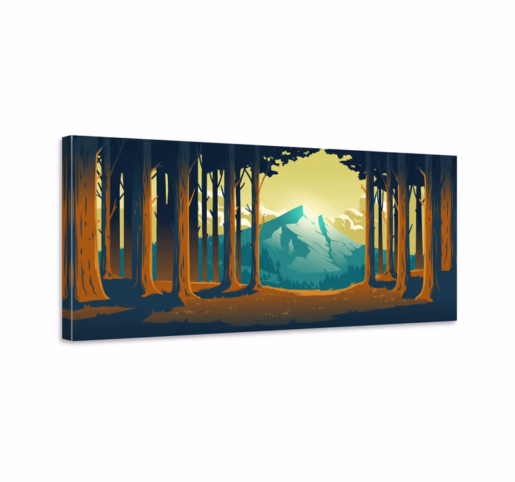 Dipinto di paesaggio vista della foresta montuosa - TenStickers