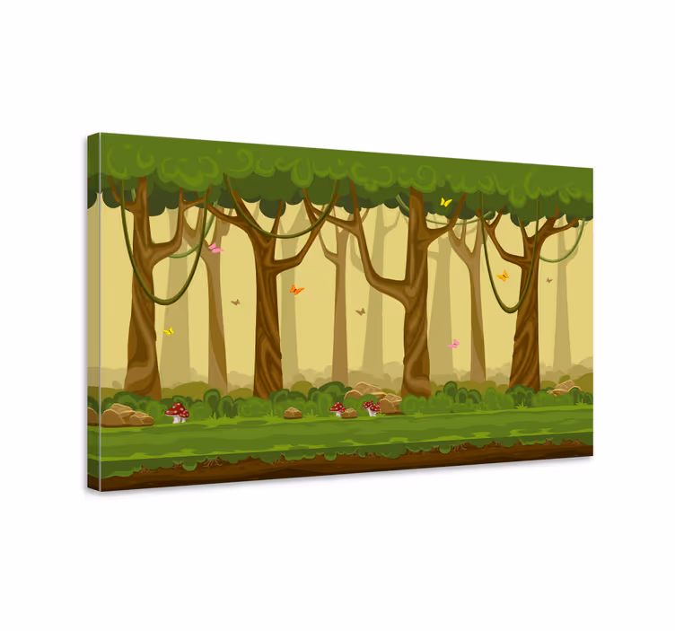 Dipinto alberi scena di foresta lussureggiante - TenStickers