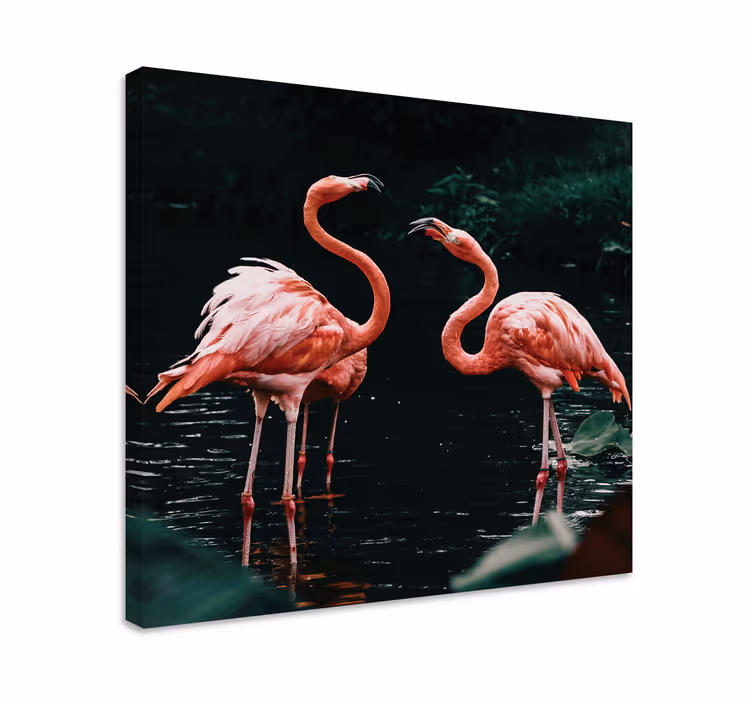 Dipinto con uccelli fenicotteri al crepuscolo - TenStickers