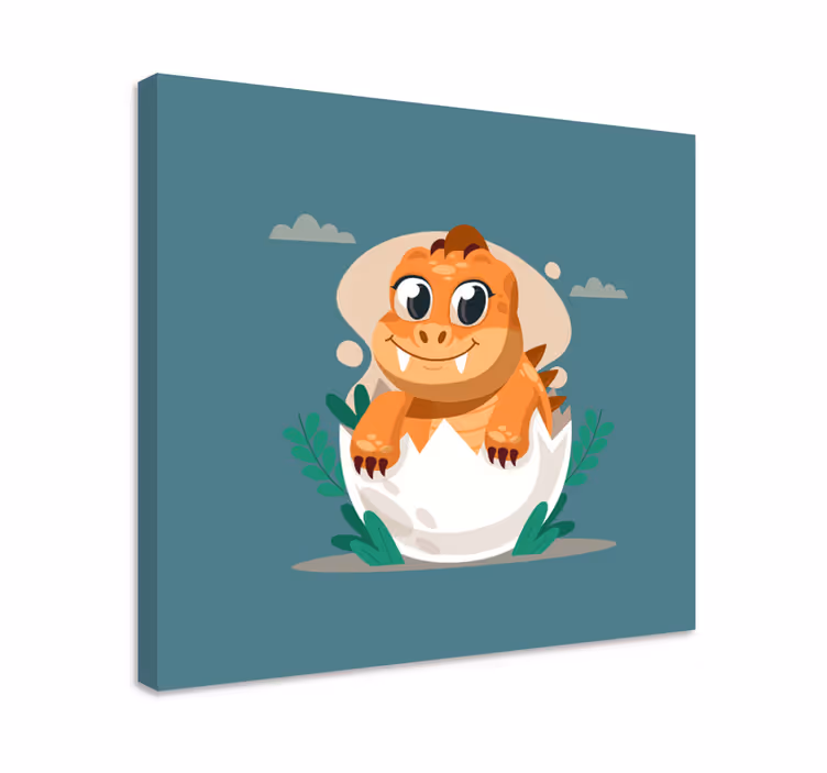 Dipinto con dinosauri cucciolo in uovo carino - TenStickers